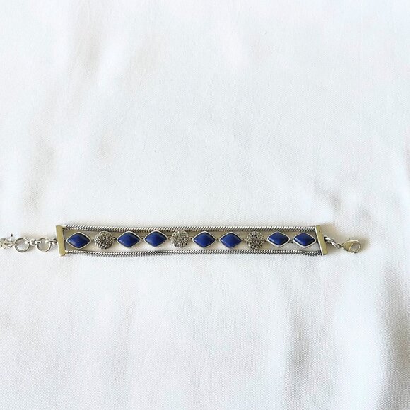 Lucky Brand Silver-Tone Lapis Layer Bracelet - Picture 2 of 5